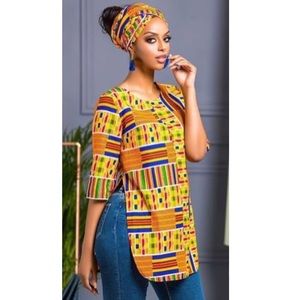 African Ankara Kente Print Top